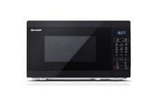 Микровълнова печка Sharp YC-MG02E-B, Fully Digital, Built-in microwave grill, Grill Power: 1000W, Cavity Material -steel, 20l, 800 W, LED Display Blue, Timer & Clock function, Child lock, White door, Defrost, Cabinet Colour: Black