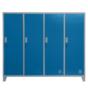 Метален гардероб BTL JZ с 4 отделения 150x159x40 см син с 4 затворени врати и заключване