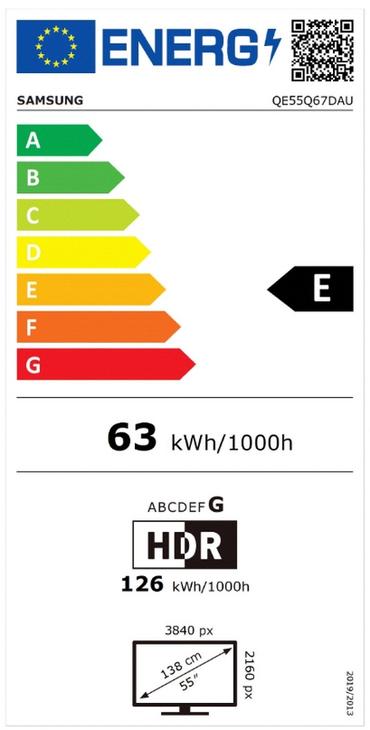 Телевизор Samsung 55' 55Q67D AI 4K QLED, SMART, Wireless, Network, PIP, Bluetooth 5.2, 3xHDMI, 2xUSB, Black