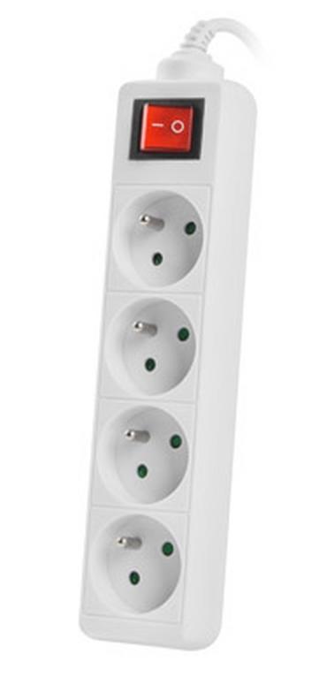 Разклонител Lanberg power strip 1.5m, 4 sockets, french with circuit breaker quality-grade copper cable, white