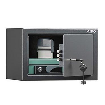 Метален сейф PMT 170 - сив, отворен, с документи вътре