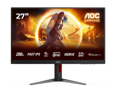 Монитор AOC 27G4HA, 27' Fast IPS WLED, 1920x1080@200Hz, 1ms GtG, 0.5ms MPRT, 300cd m/2, 1000:1, 80M:1 DCR, Adaptive Sync, FlickerFree, Low Blue Light, 2Wx2, Tilt, Height Adjust, Pivot, Swivel, 2xHDMI, DP