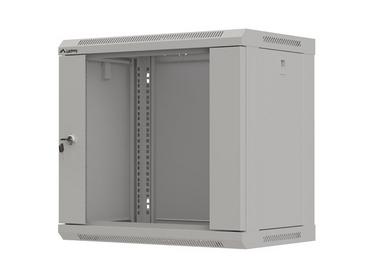 Комуникационен шкаф Lanberg rack cabinet 19' wall-mount 9U/540x350 (flat pack) with glass door grey