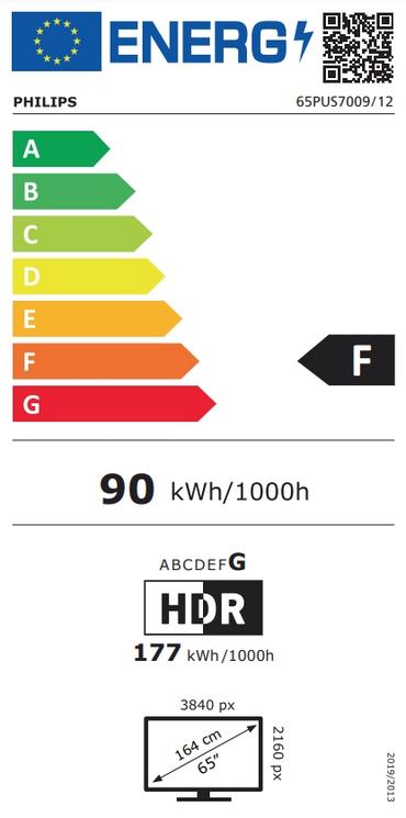 Телевизор Philips 65PUS7009/12, 65' 4K UHD DLED, 3840 x 2160, DVB-T/T2/T2-HD/C/S/S2, Pixel Precise UHD, VRR, HDR+, HLG, Titan OS, Dolby Vision, Dolby Atmos HDMI*3, 2* USB, 802.11n, Lan, 20W RMS, Black