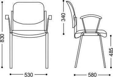 Посетителски стол ЕМИЛ - размери на стол