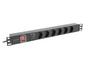 Разклонител Lanberg power distribution unit (pdu) 19' 1U 16a 2m 6x schuko outlets black